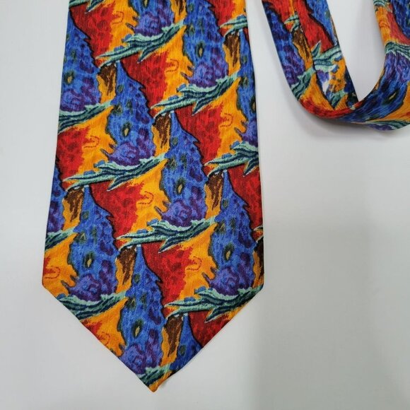 Cocktail Collection 100% Silk Men's Abstract Artsy Festive Tie - Picture 5 of 7
